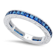 BEVERLY K 18K Whkte Gold French Cut Sapphire Eternity Band